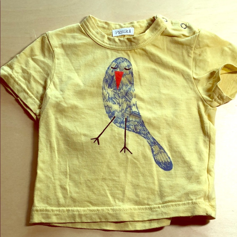 Picnik blue bird tweet baby crew tee shirt